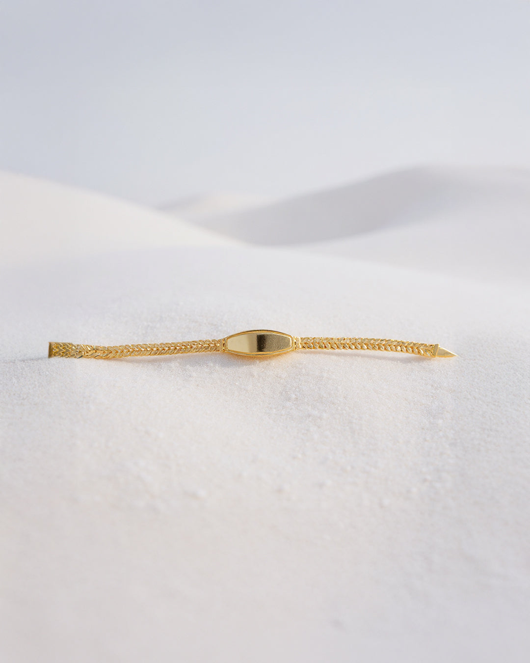 Pulsera diseño de Eslabon Tejido estilo Chino, Oro Italiano 14k