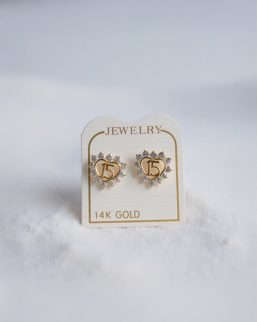 Aritos de Quinceañera Elegante, Oro Italiano 14K