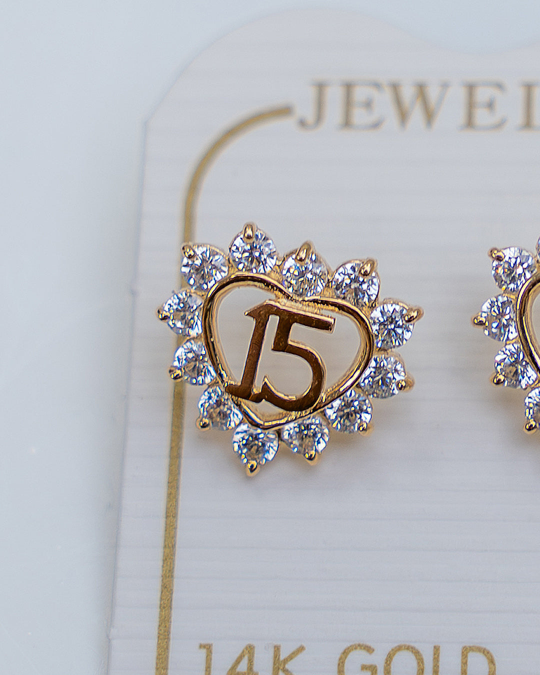 Aritos de Quinceañera Elegante, Oro Italiano 14K