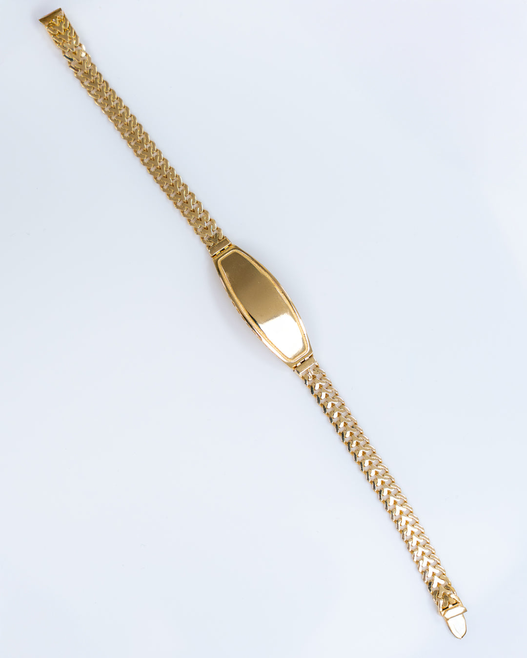 Pulsera diseño de Eslabon Tejido estilo Chino, Oro Italiano 14k