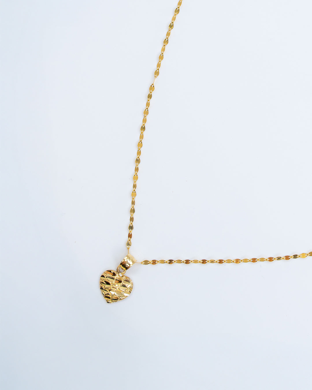 Cadena estilo espejo, con Dije de Corazon 14K