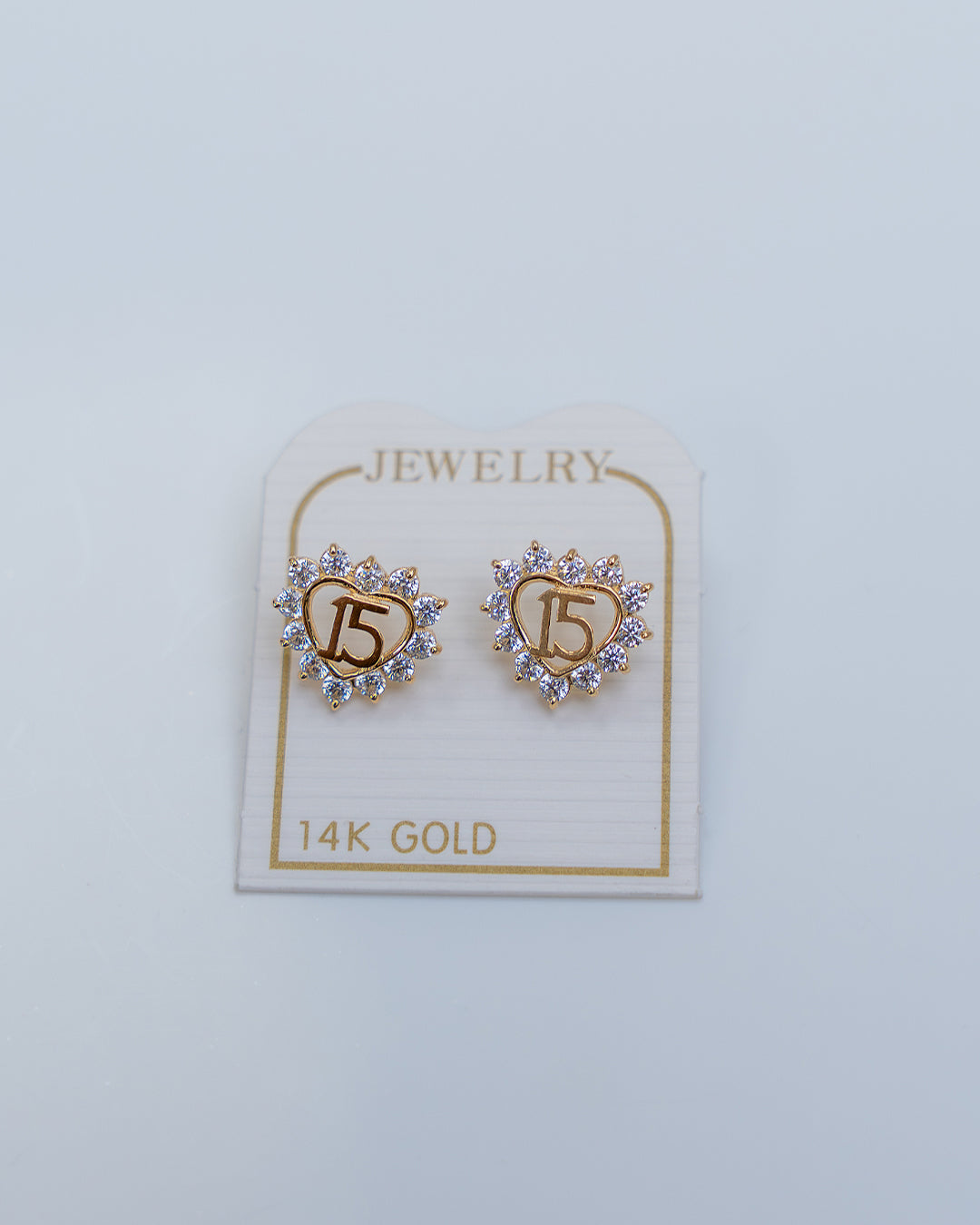 Aritos de Quinceañera Elegante, Oro Italiano 14K