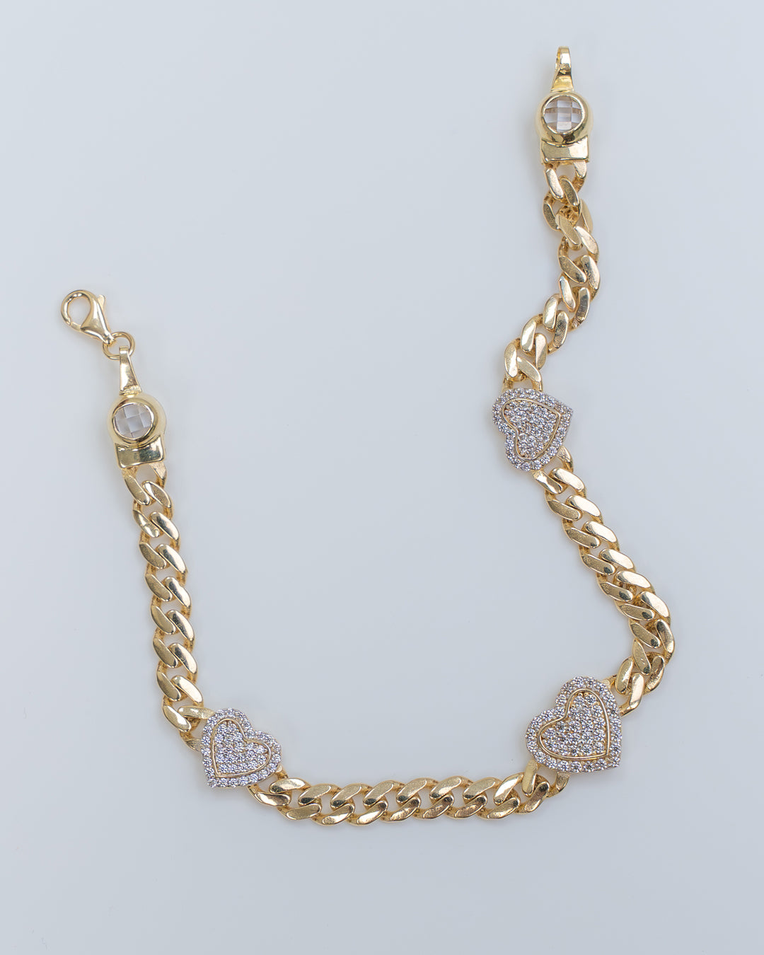 Pulsera con corazones Oro Italiano 14K