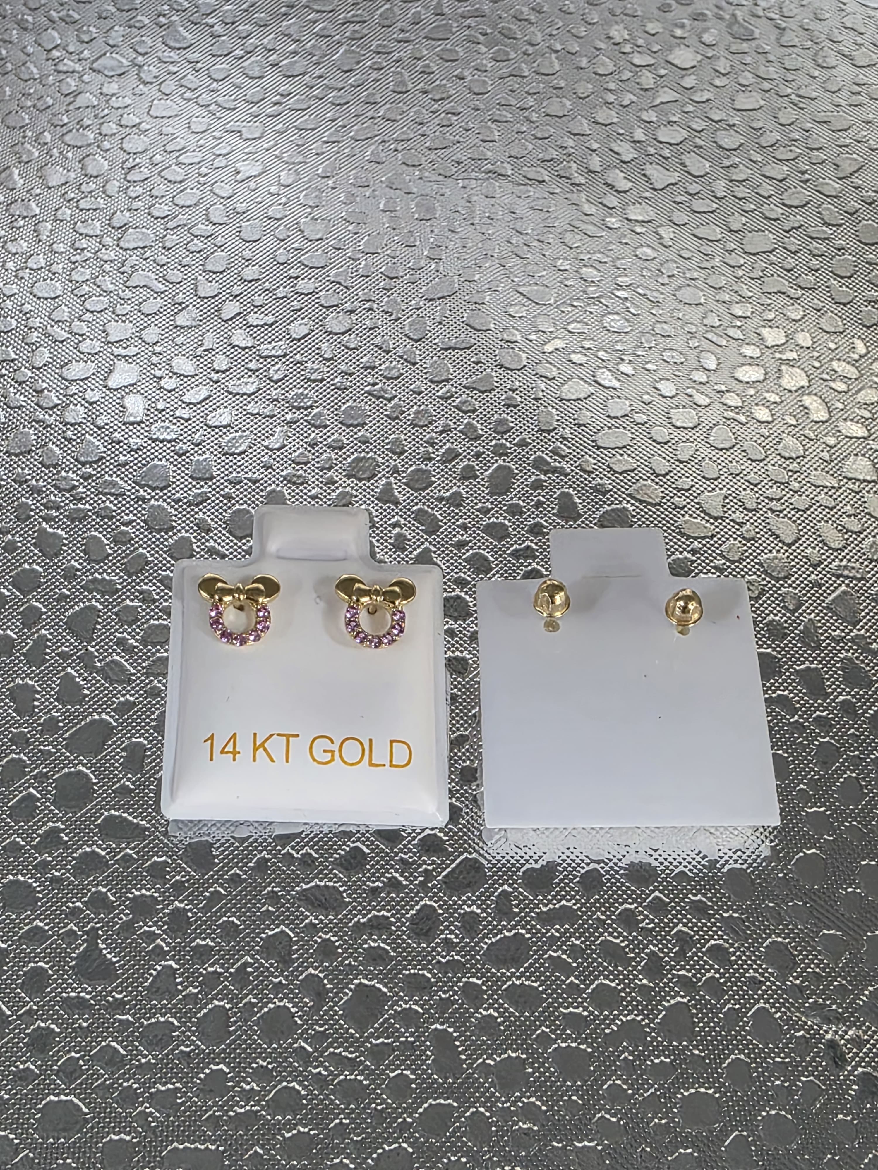 Aretes de moñitos oro 14k