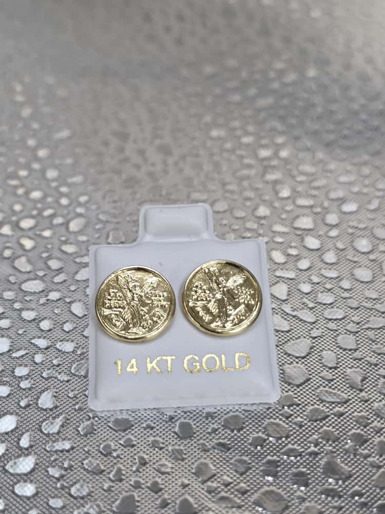 Aretes tipo moneda de centenario oro 14k