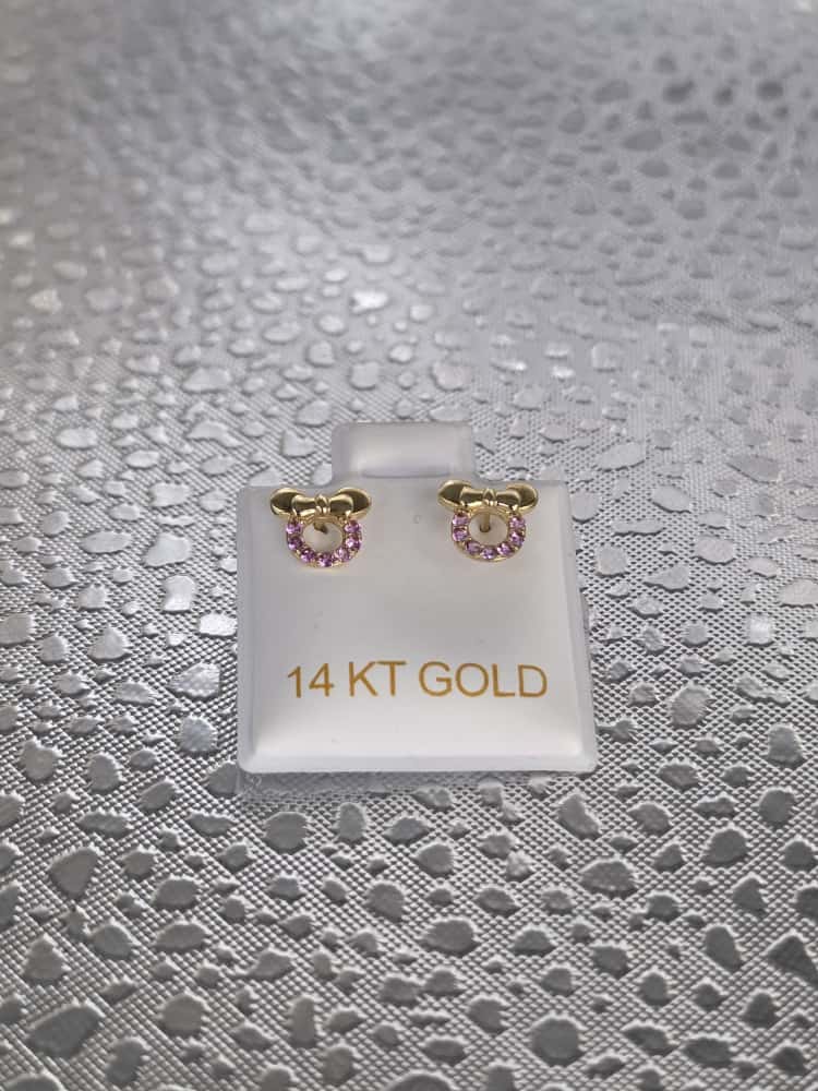 Aretes de moñitos oro 14k