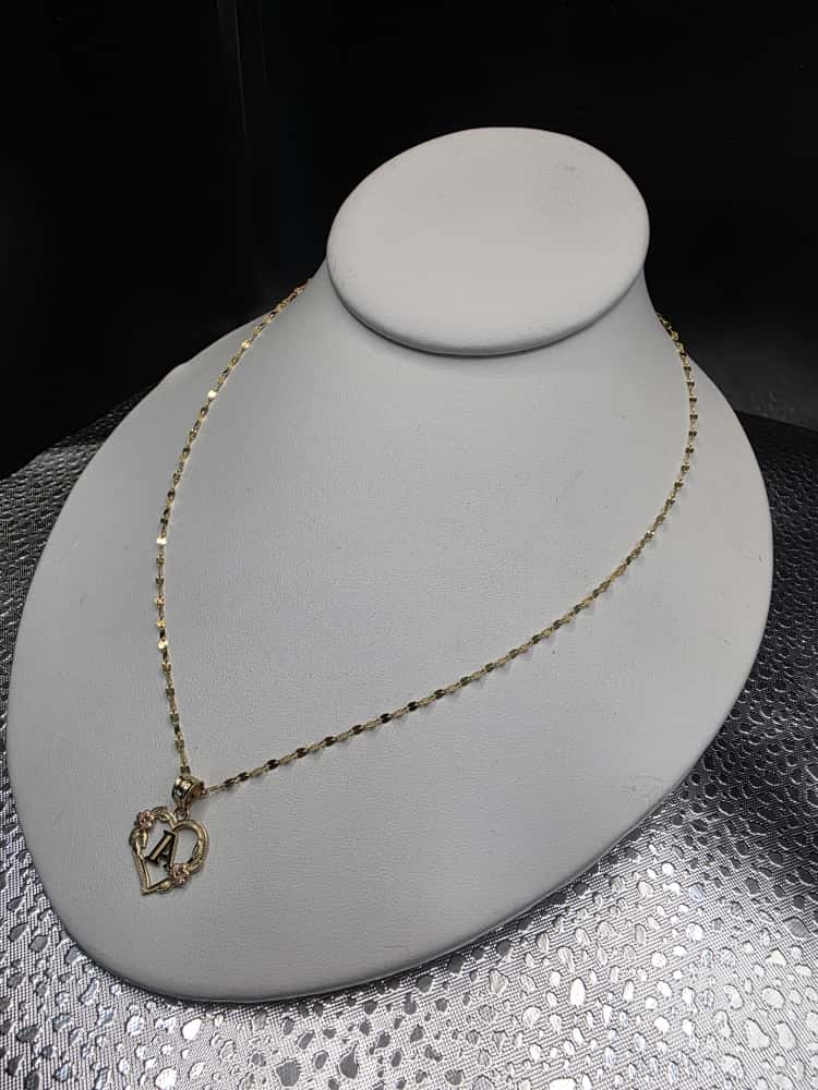 Cadena de espejito con dije oro 14k