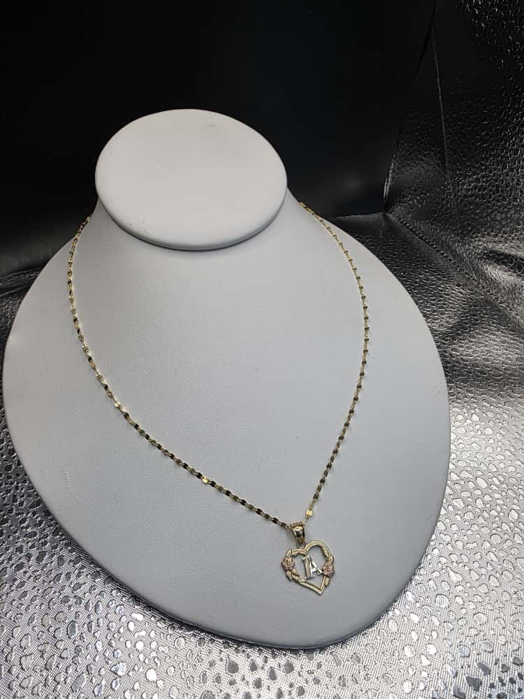 Cadena de espejito con dije oro 14k