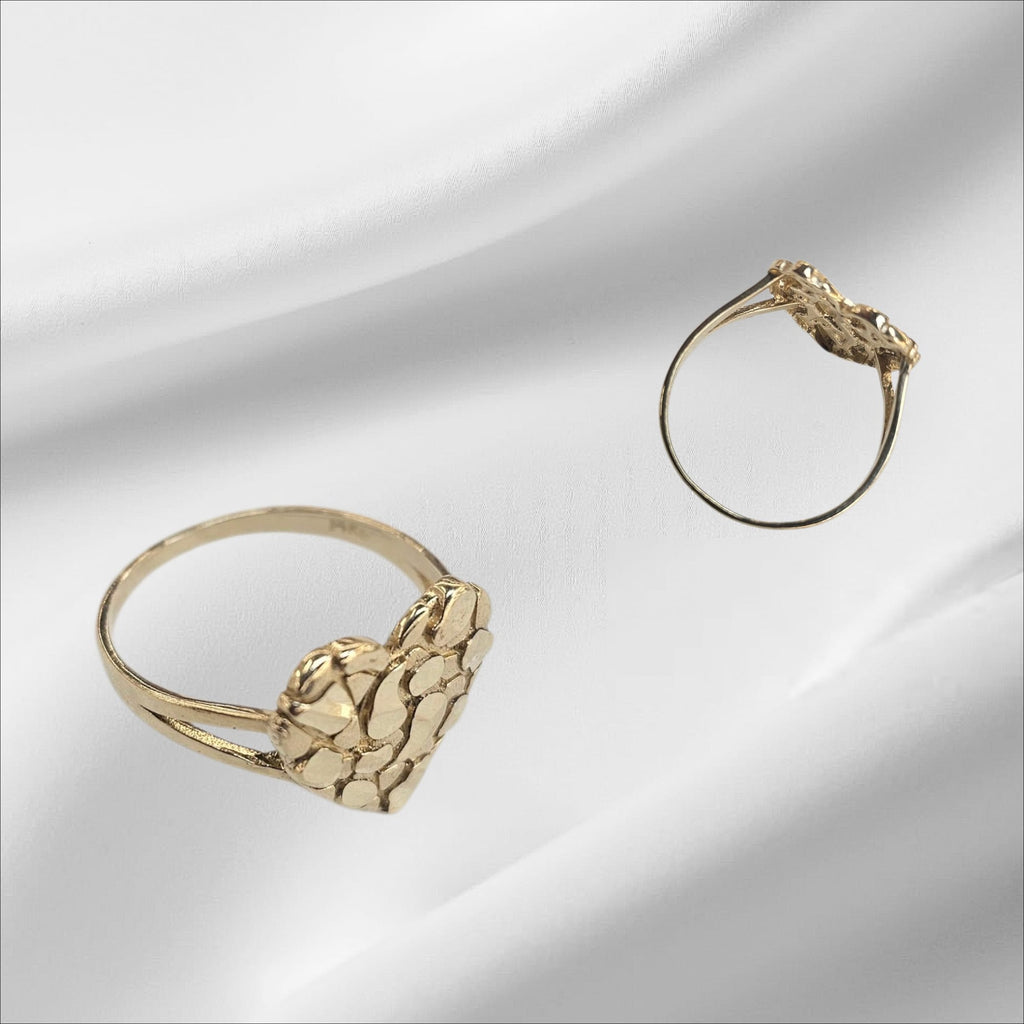 Anillo de Corazón Nugget solido en oro 14k