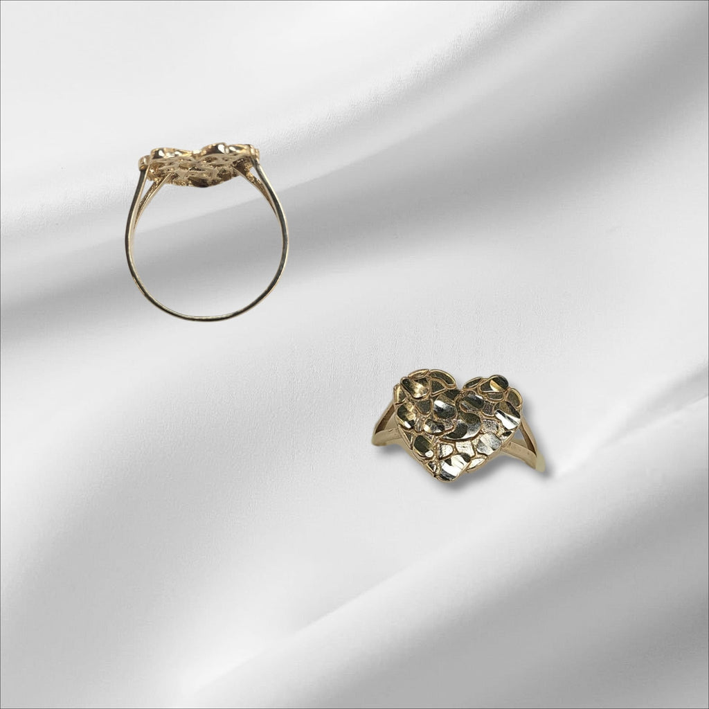 Anillo de Corazón Nugget solido en oro 14k