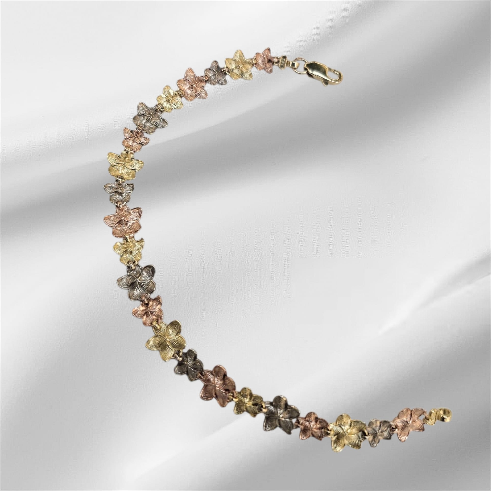 Pulsera Flor Hawaiana 3 oro14k
