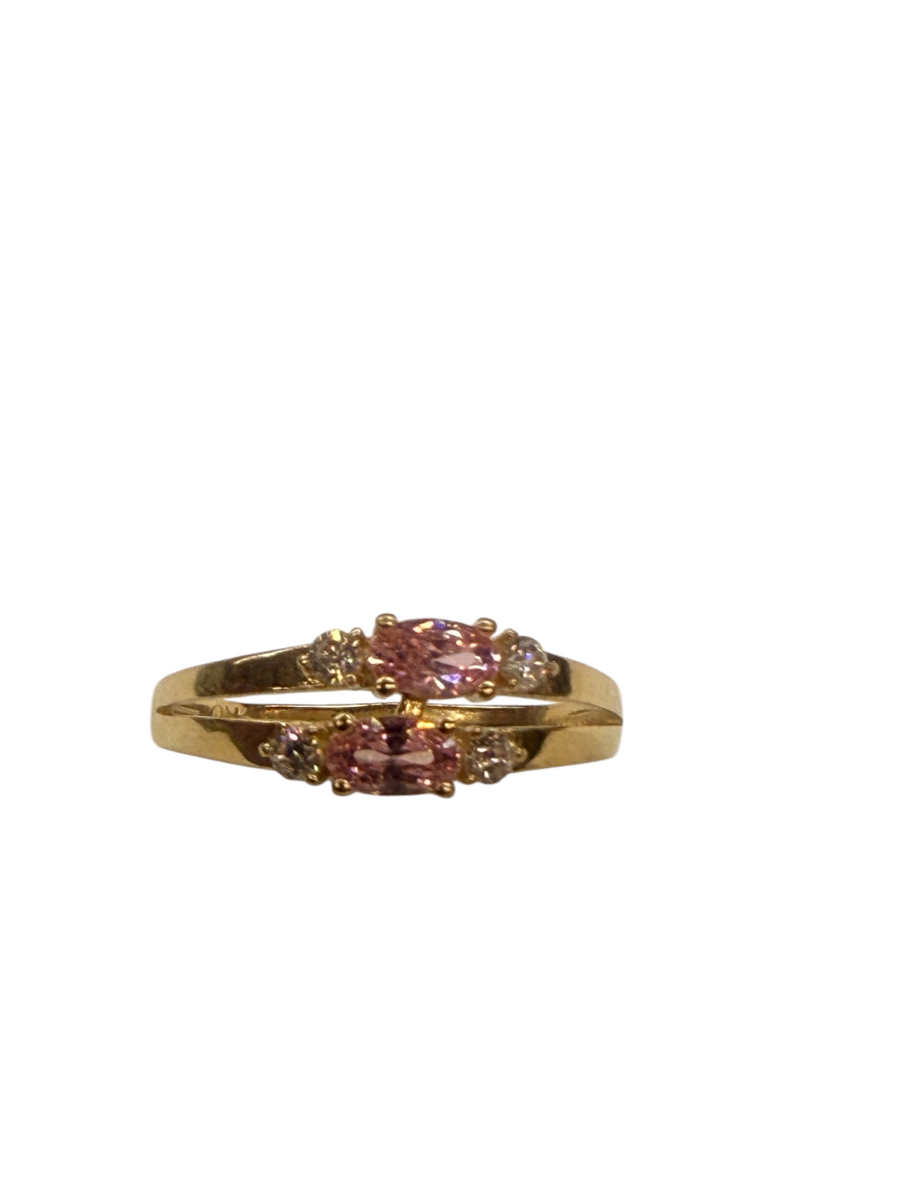 Anillo semanario de dos piedras oro 14k
