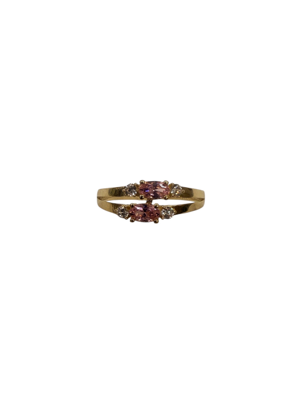 Anillo semanario de dos piedras oro 14k