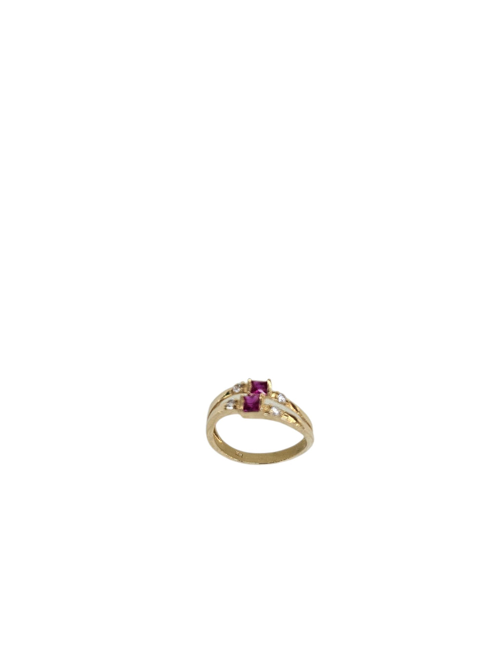Anillo semanario de dos piedras oro 14k
