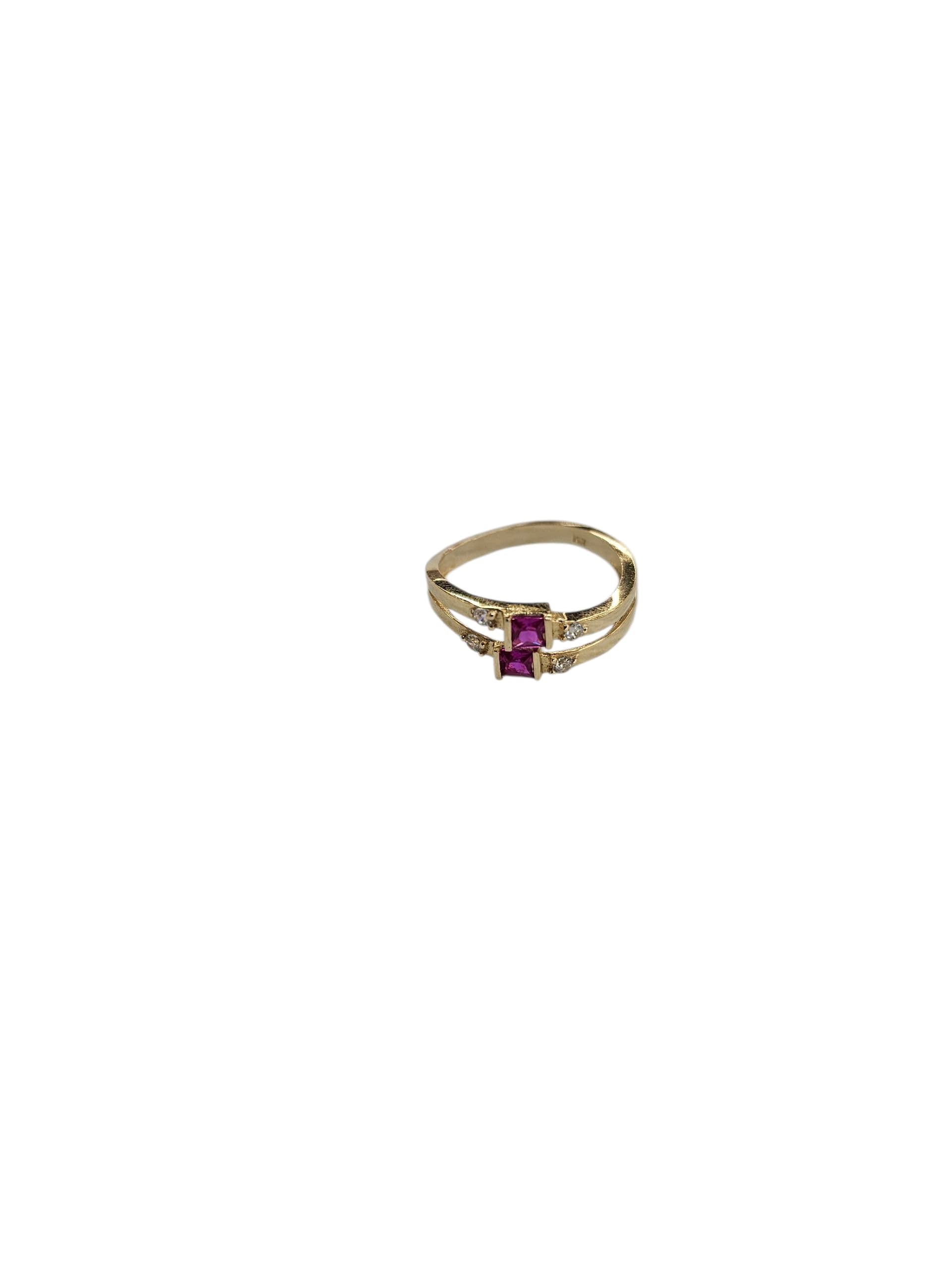 Anillo semanario de dos piedras oro 14k