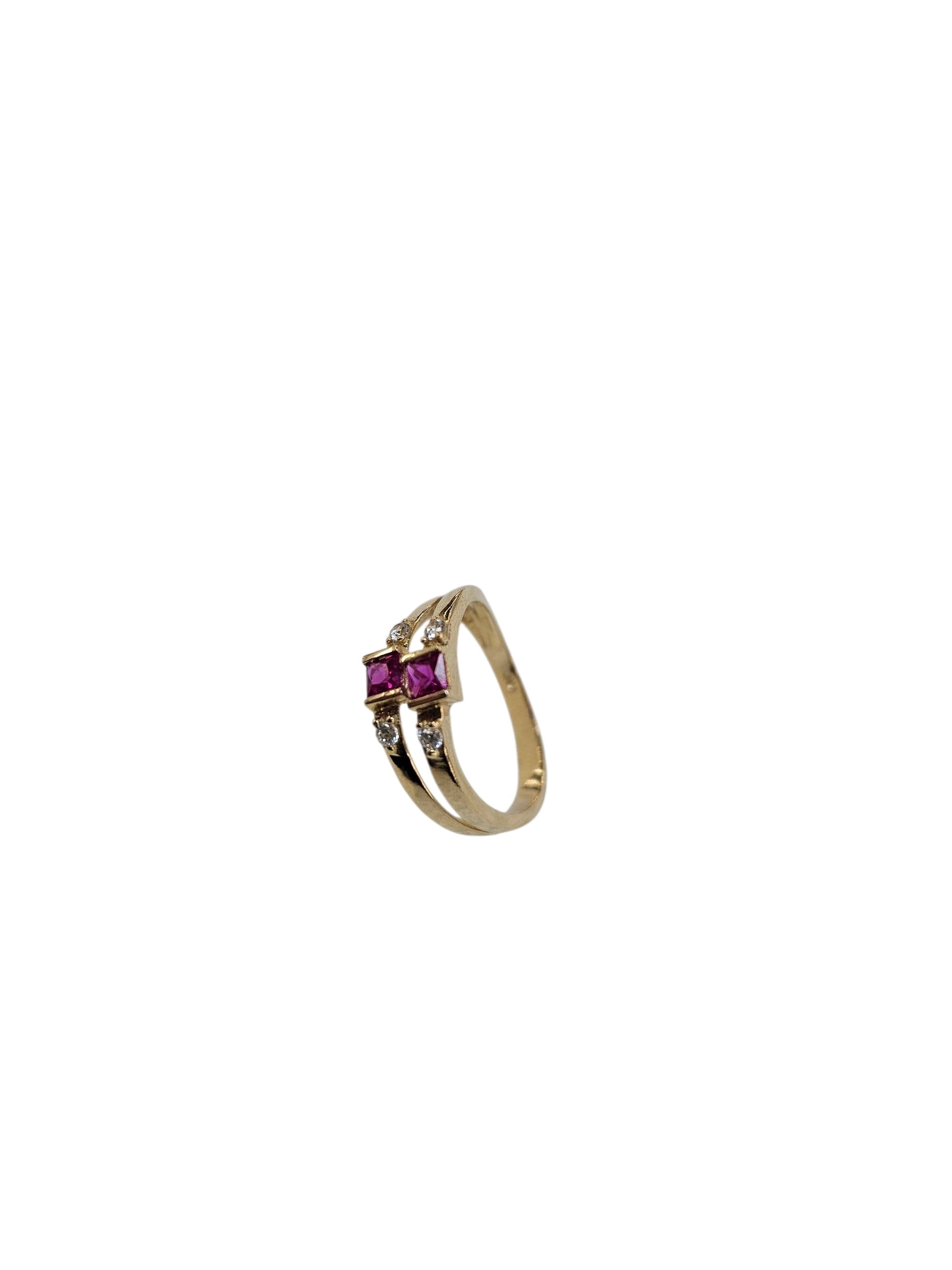 Anillo semanario de dos piedras oro 14k