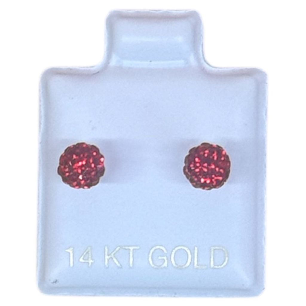 Arete Rojo Bola De Fuego oro14k