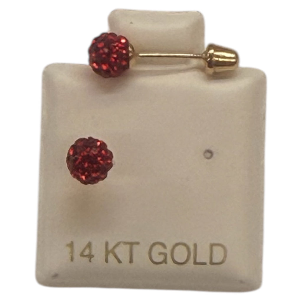 Arete Rojo Bola De Fuego oro14k