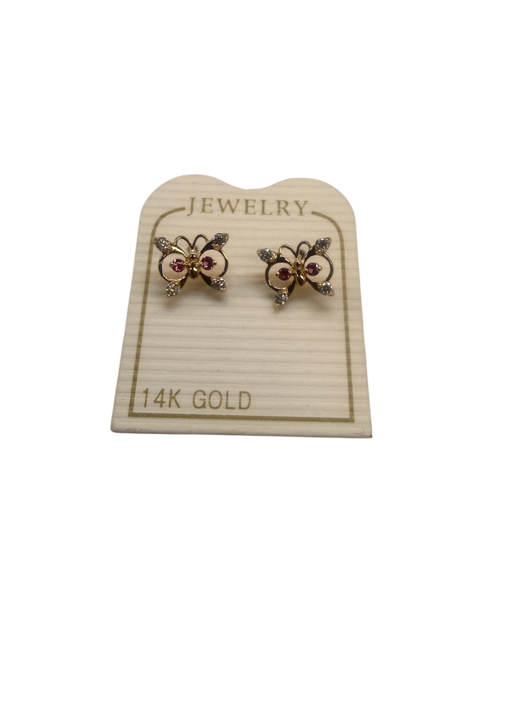 Broqueles de mariposa oro 14k