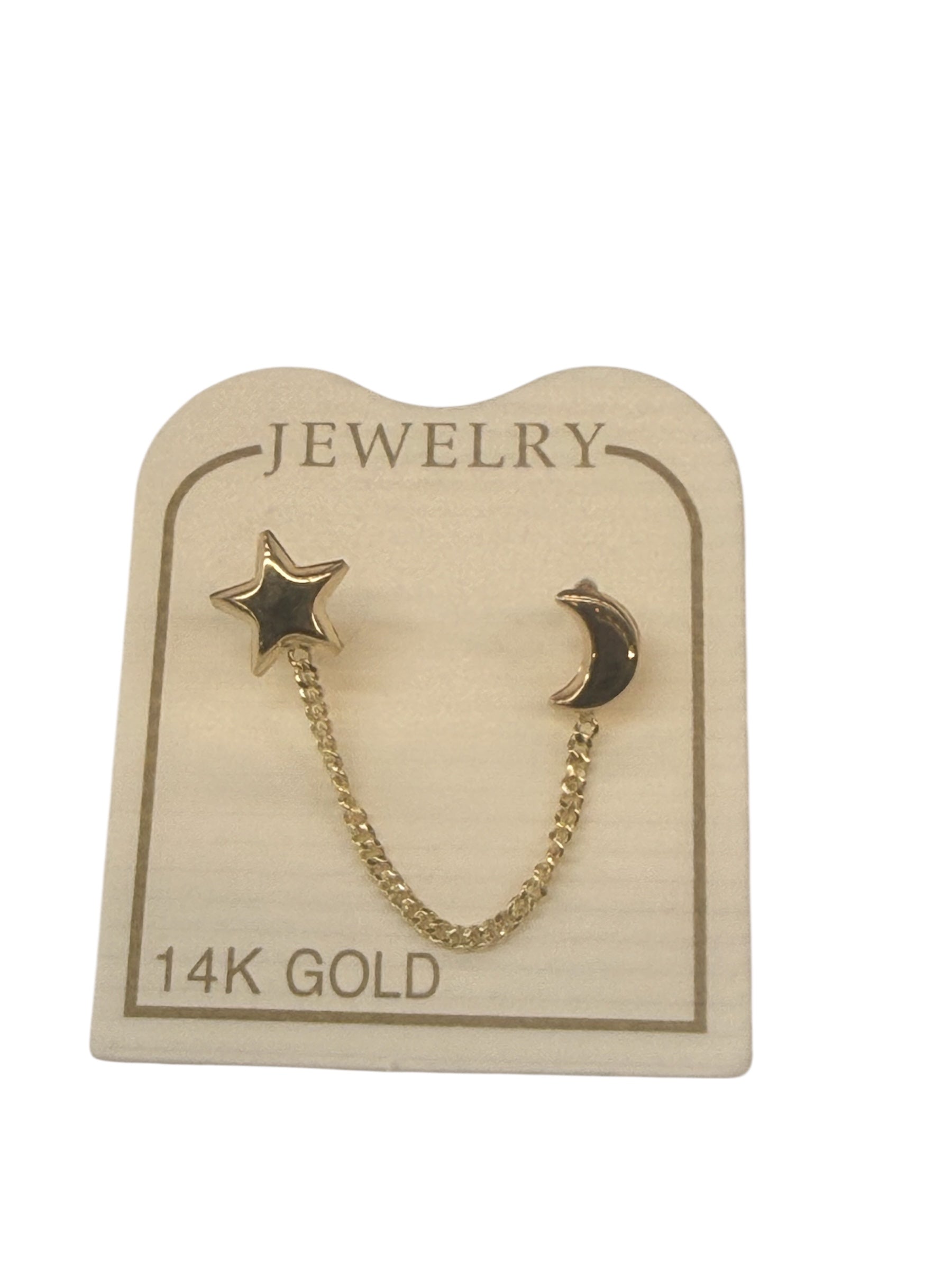 Broquelitos de estrella y luna oro 14k