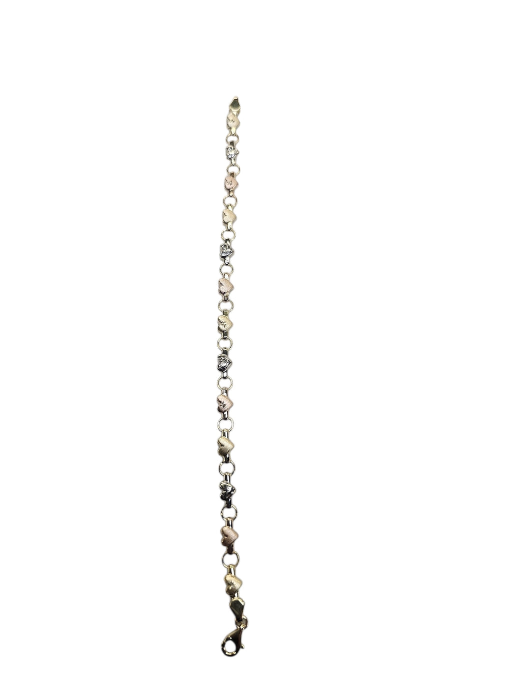 Pulsera 3 oros de corazon pequeño size 7" oro 14k