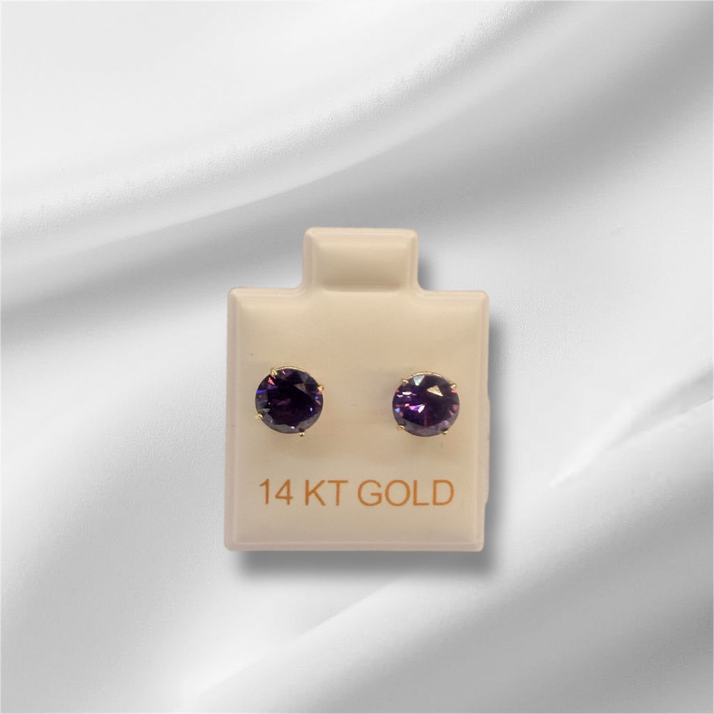 Broqueles de circonia en oro 14k