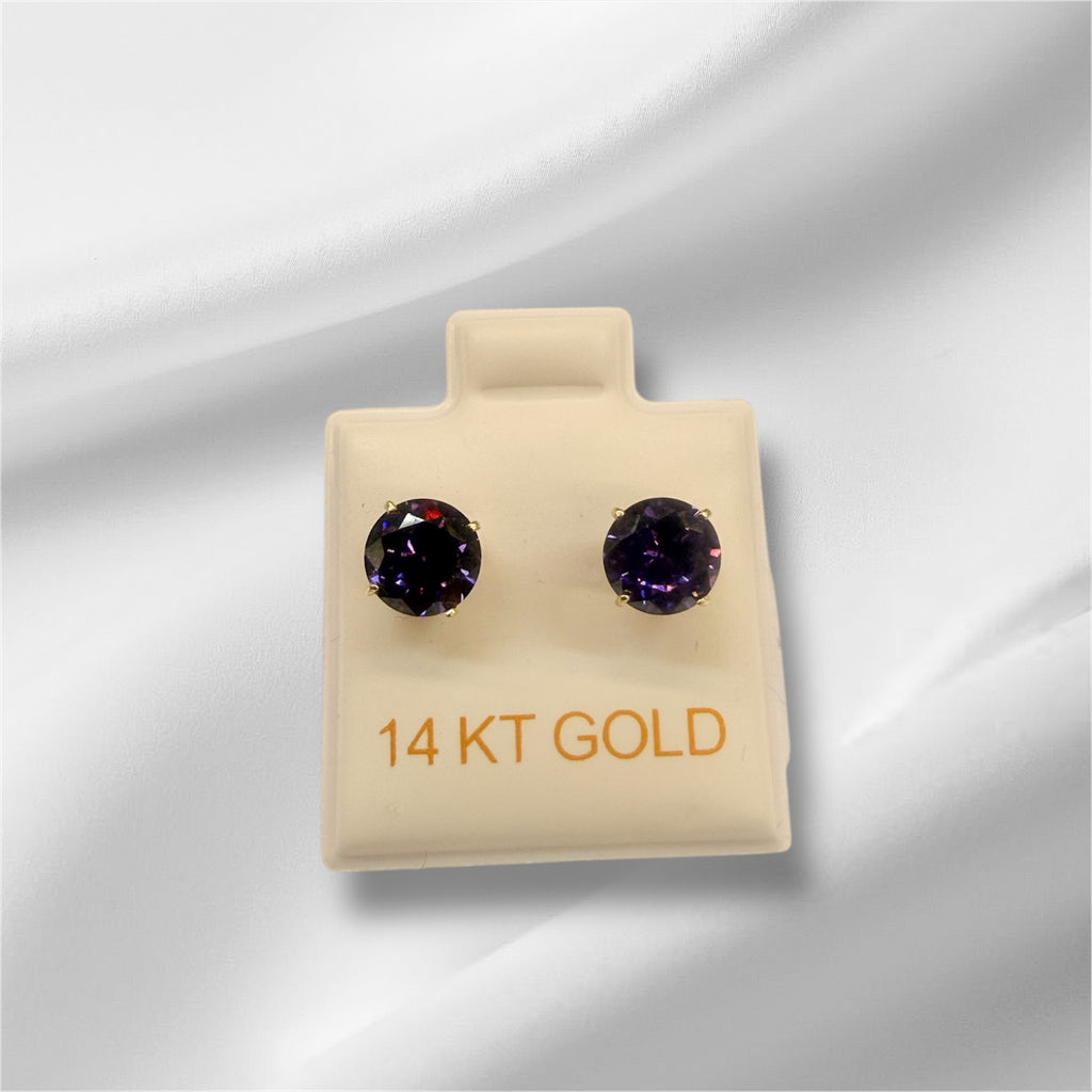 Broqueles de circonia en oro 14k