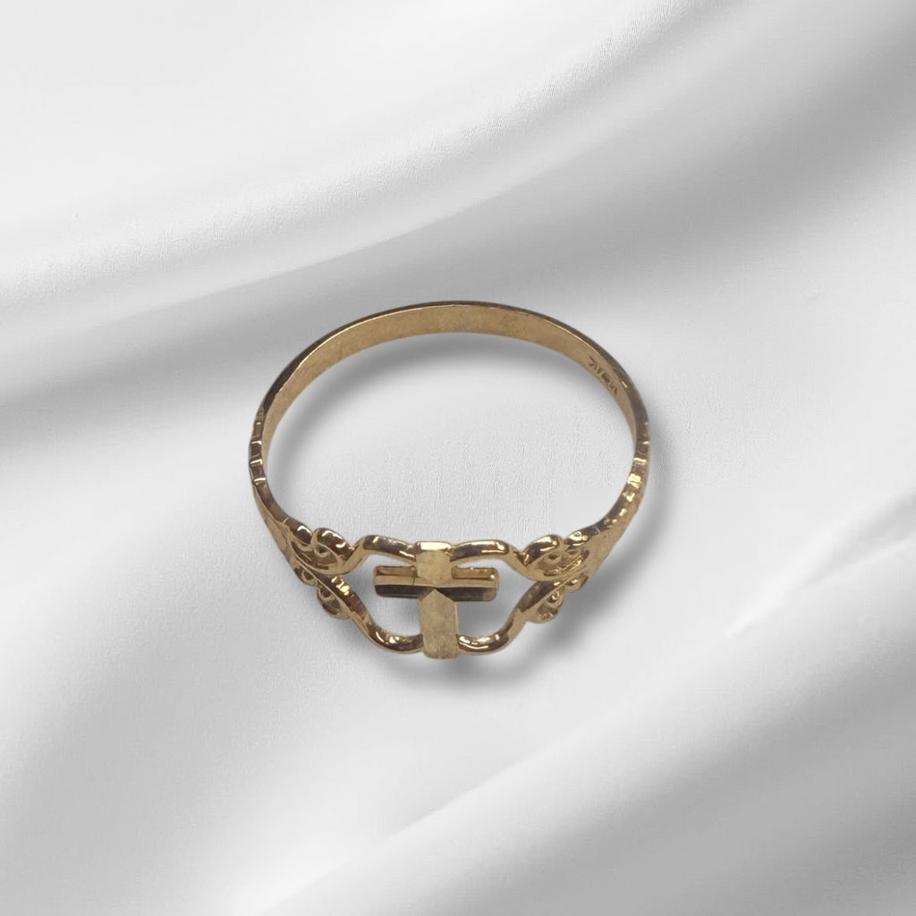 Anillo de cruz oro 14k