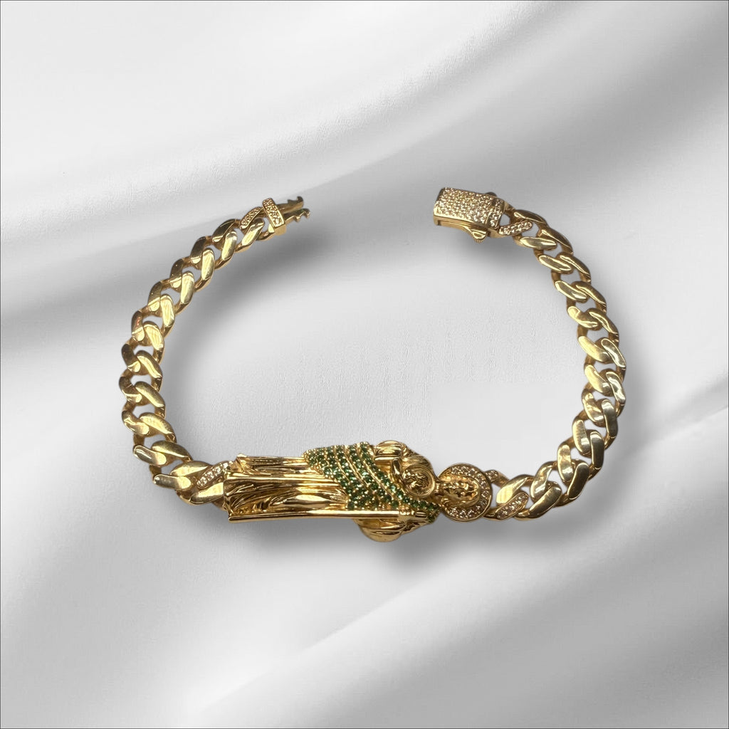 Pulsera monaco 8" con San judas oro 14k