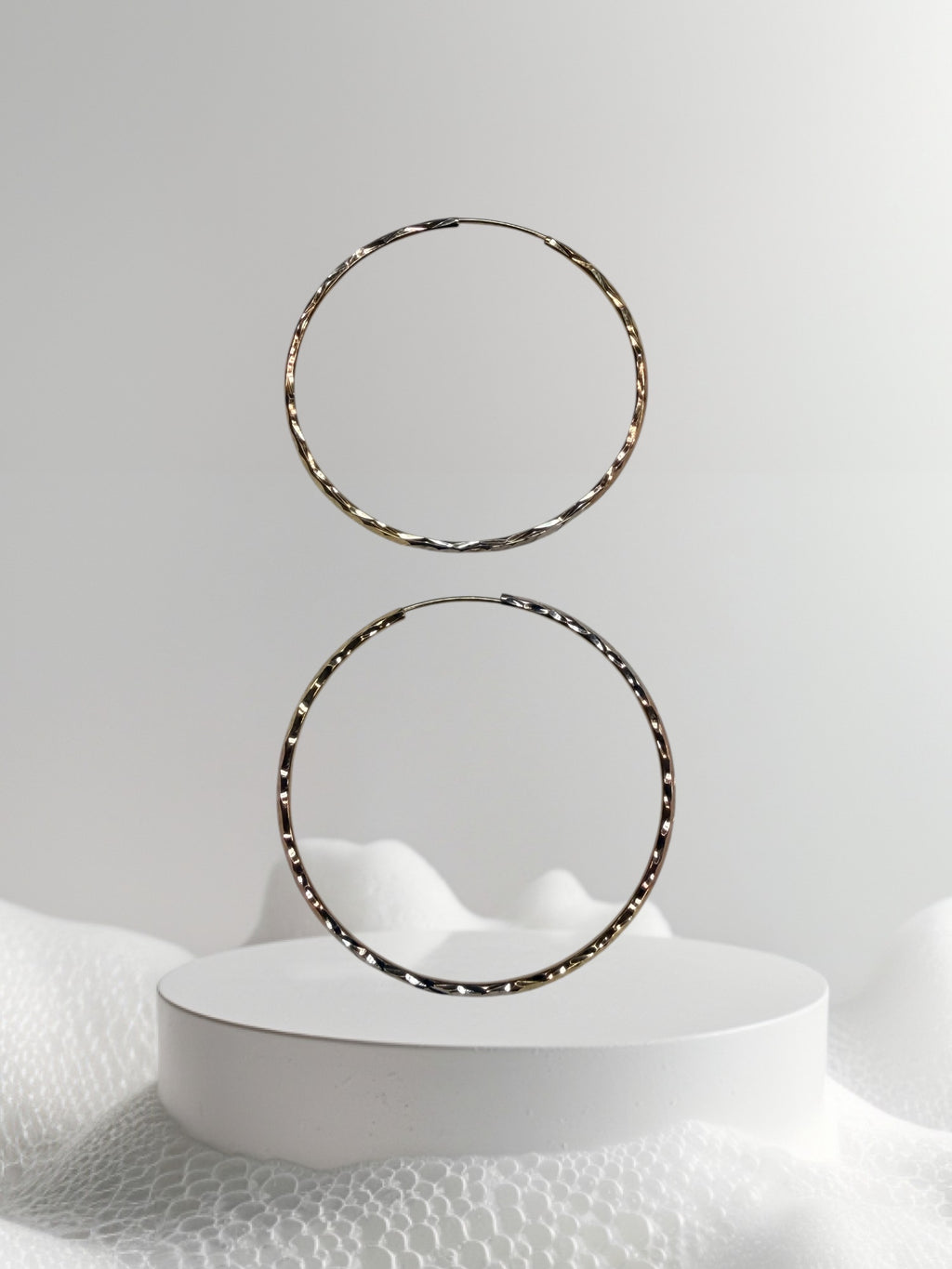 Argollas de tres tonos oro 14k