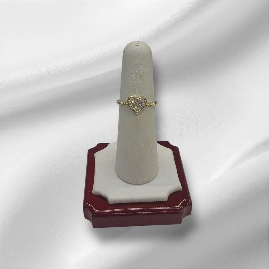 Anillo de corazón con circonias oro 14k