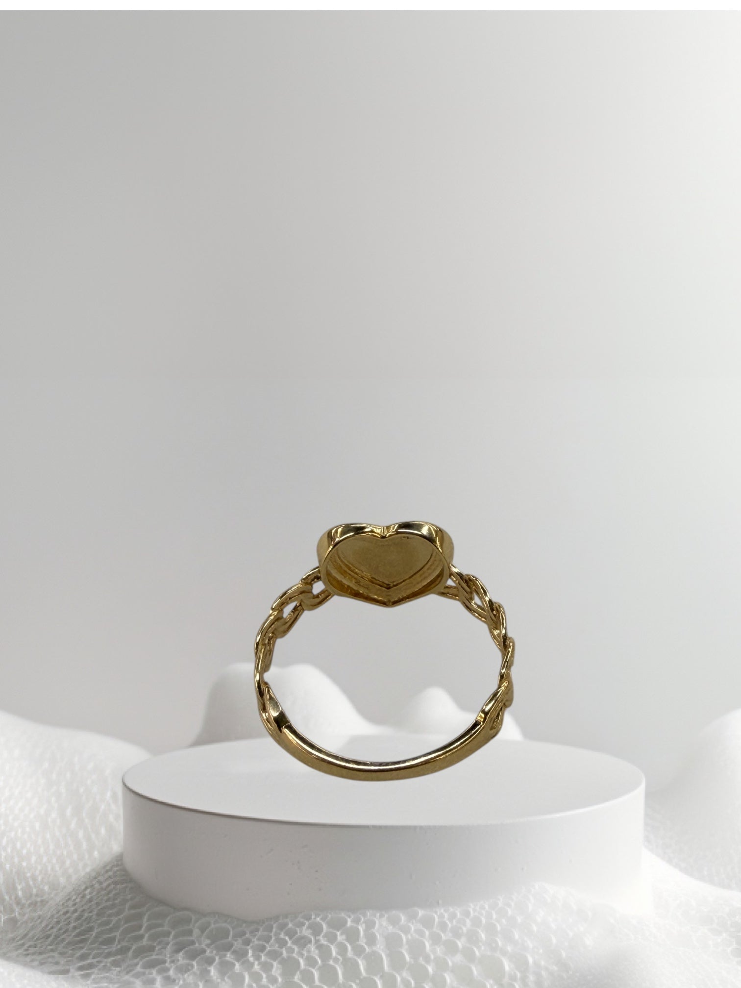 Anillo de corazón eslabón chino oro 14k