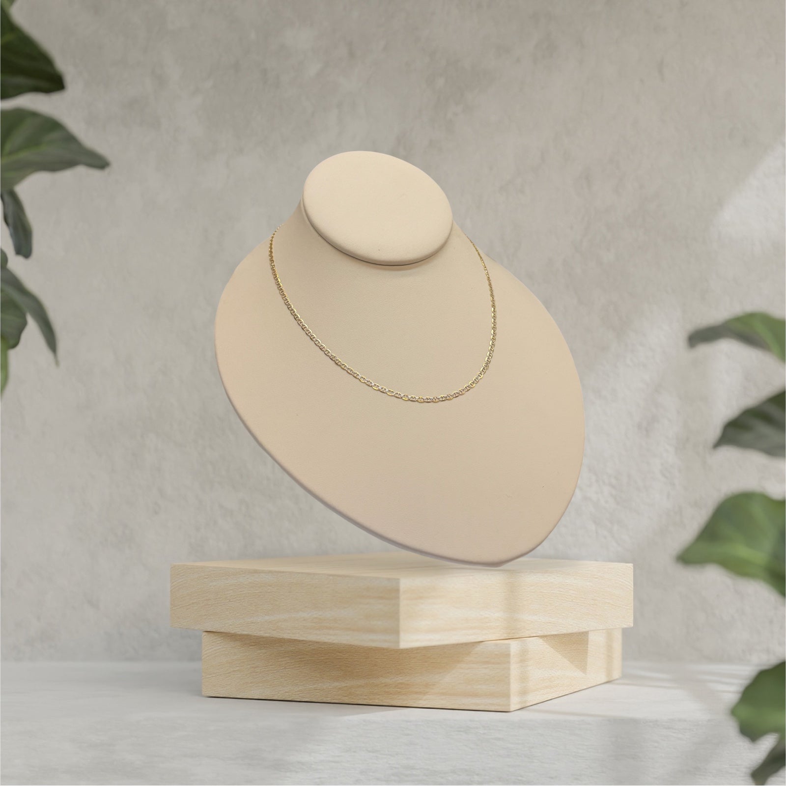 Cadena de dos tonos16” oro 14k