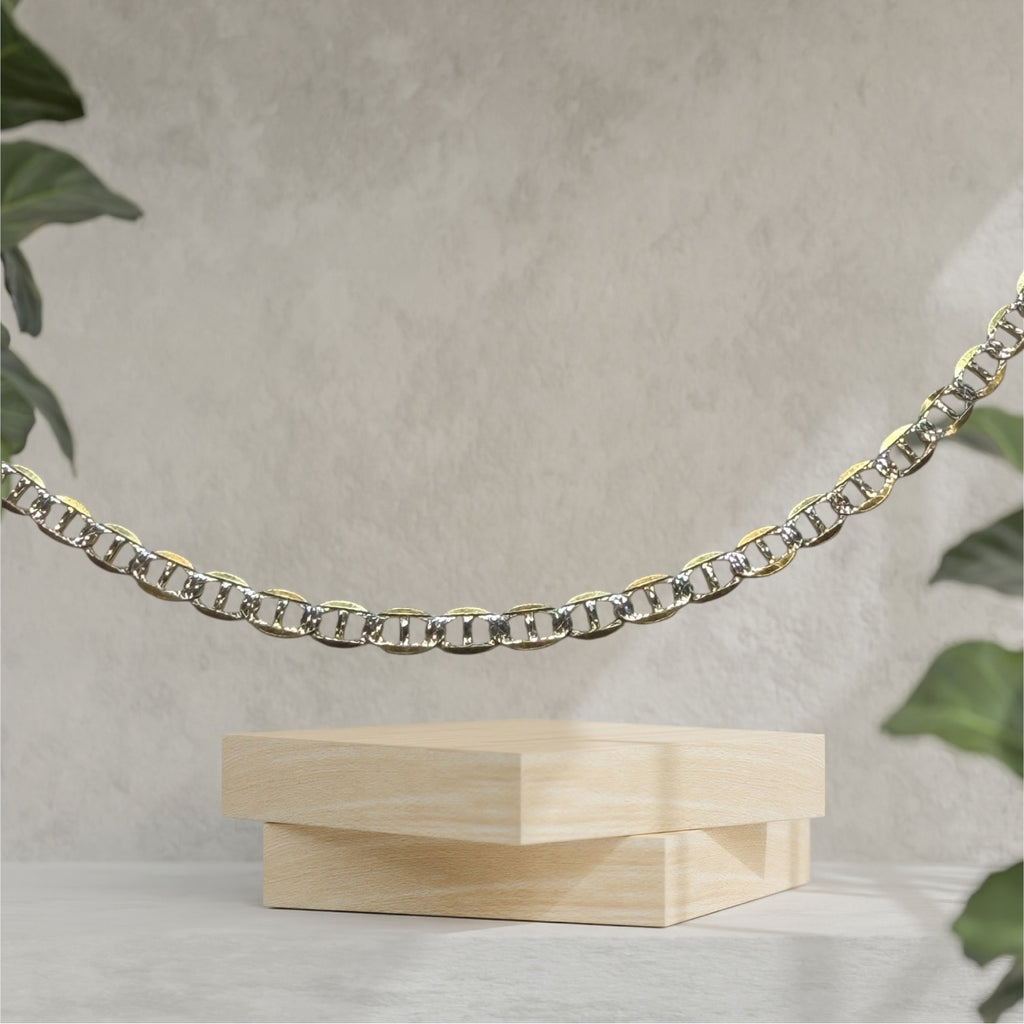 Cadena de dos tonos16” oro 14k