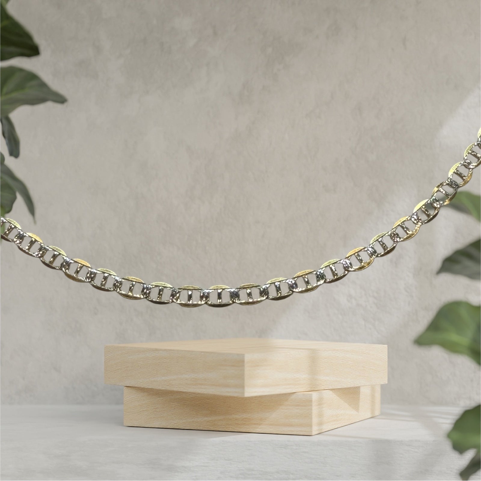 Cadena de dos tonos16” oro 14k