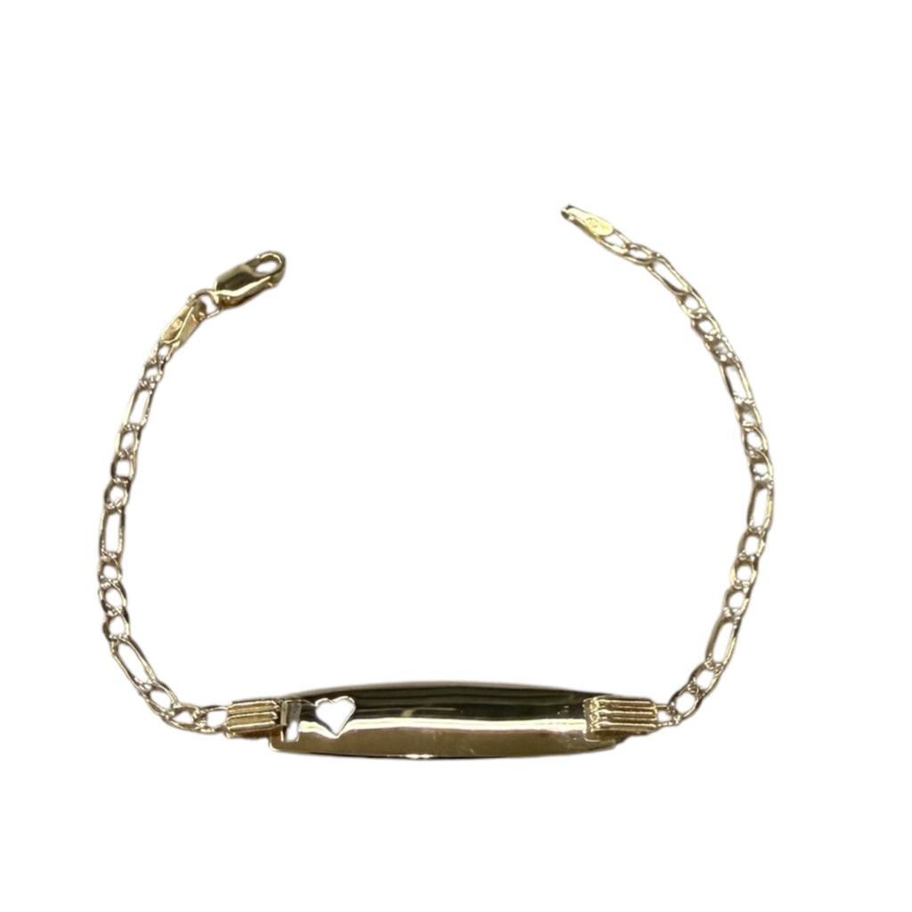 Esclava fígaro con placa 6” oro 14k