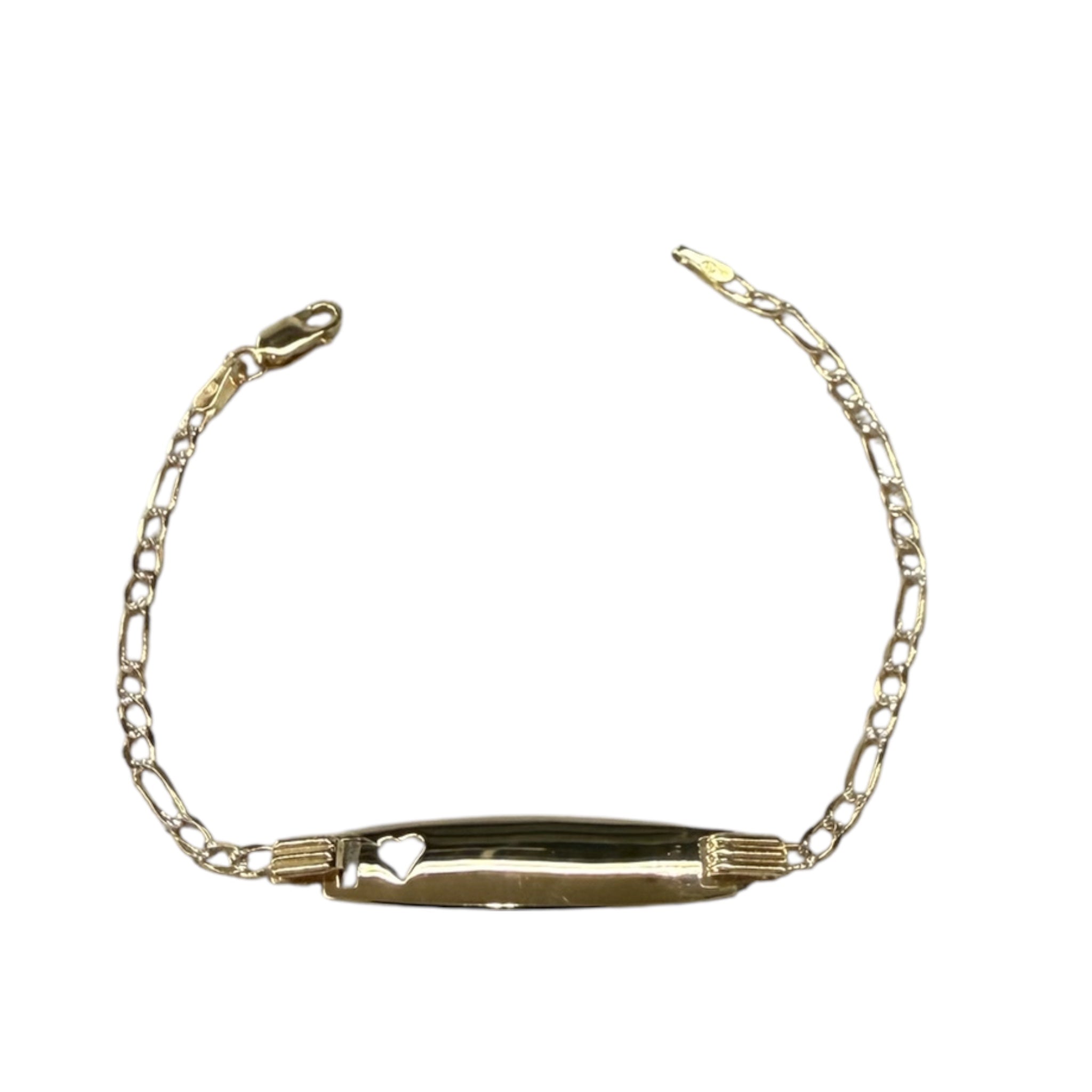 Esclava fígaro con placa 6” oro 14k