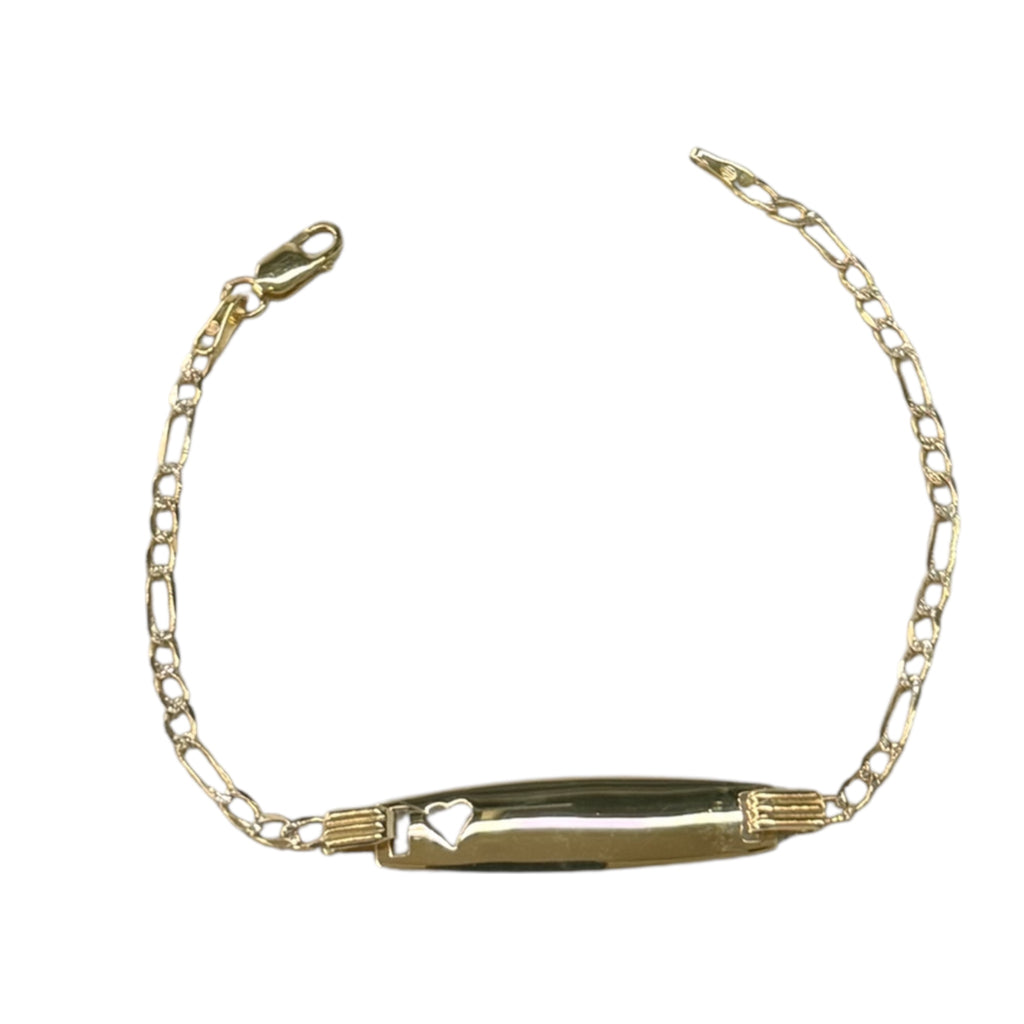 Esclava fígaro con placa 6” oro 14k
