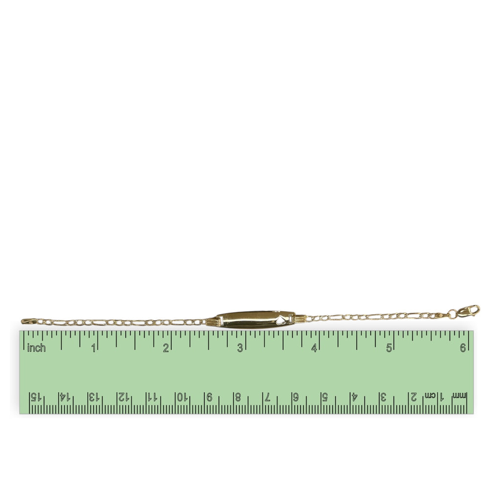 Esclava fígaro con placa 6” oro 14k