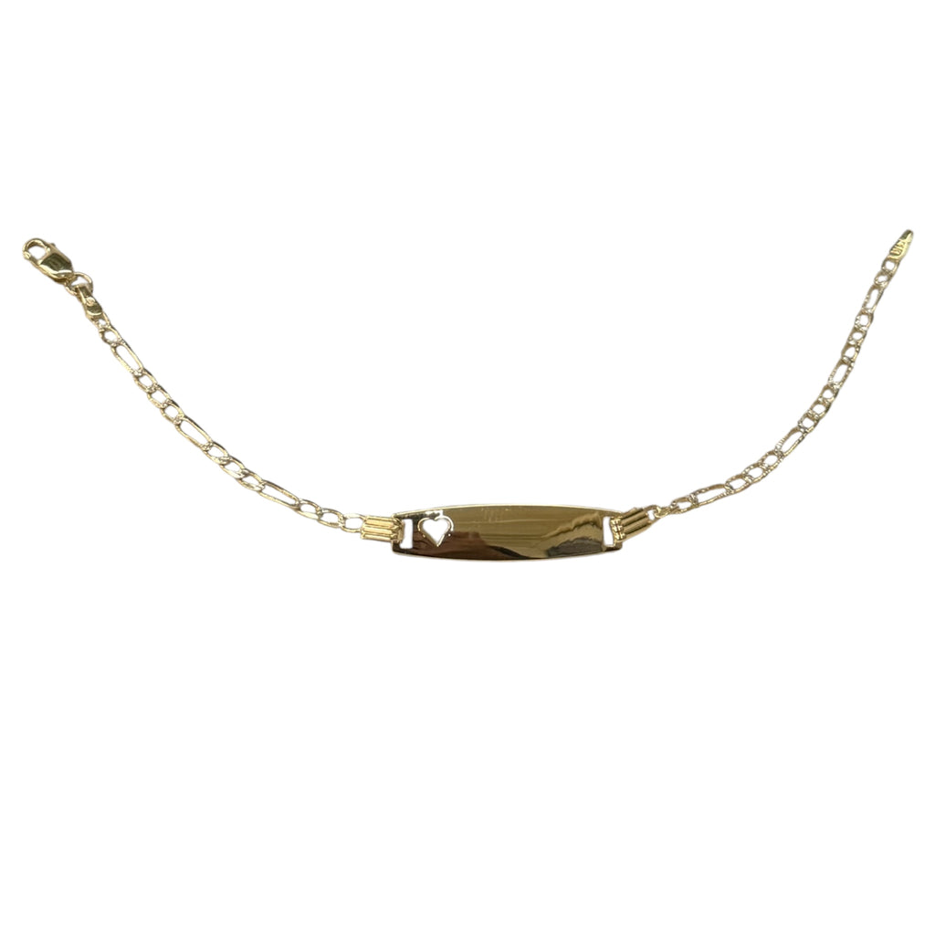 Esclava fígaro con placa 6” oro 14k