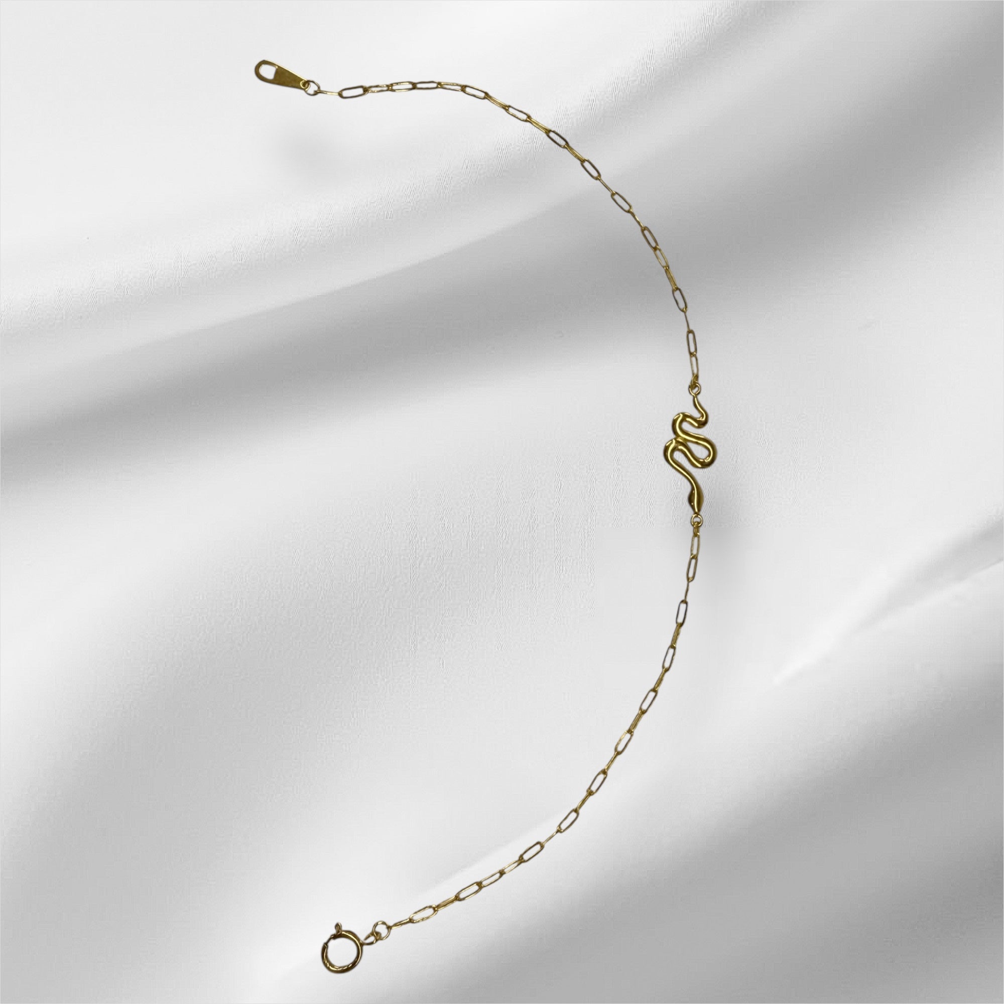 Esclava paperclip con serpiente en oro 14k