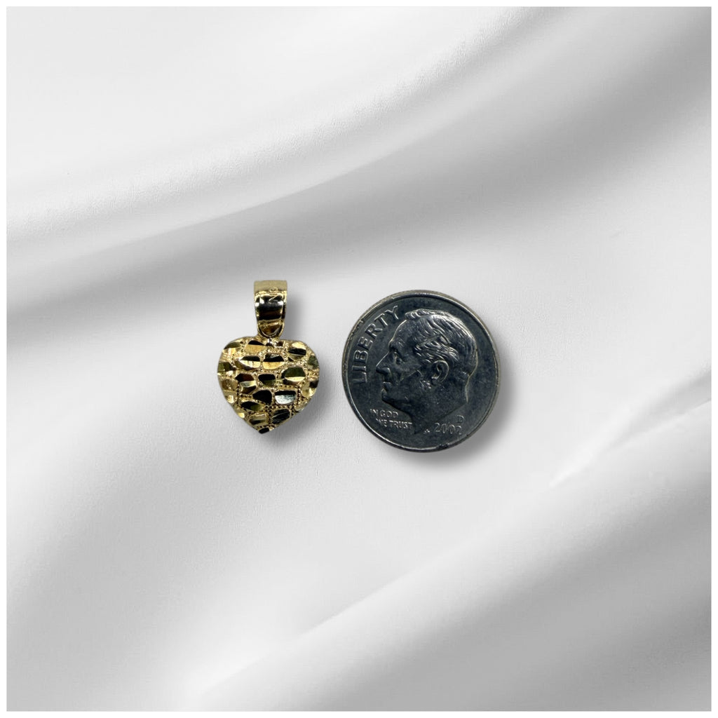Dije Nugget de corazón pequeño oro 14k