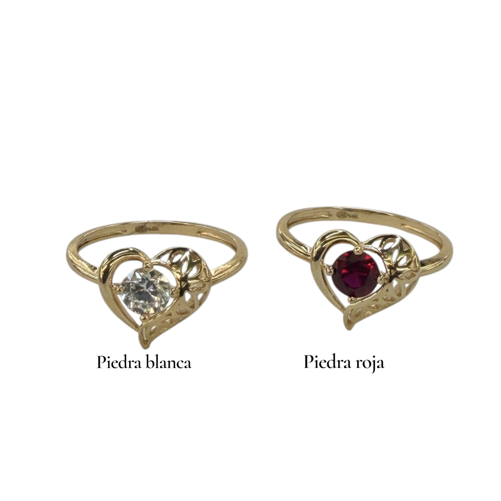 Anillo de corazón en oro 14k