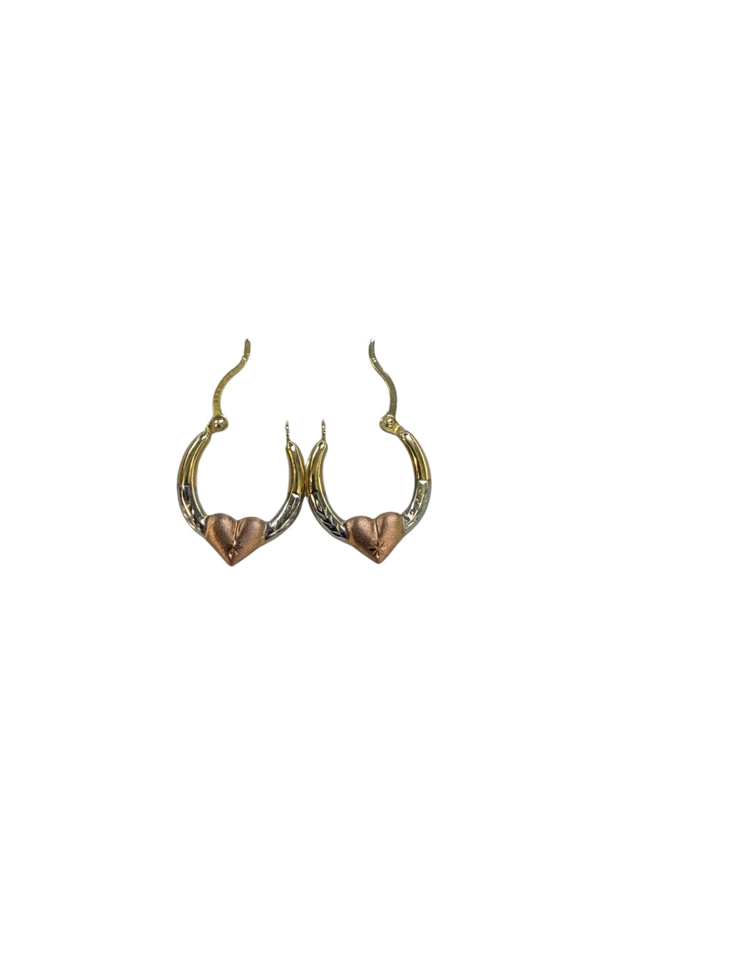 Aretes de 3 tonos oro 14k