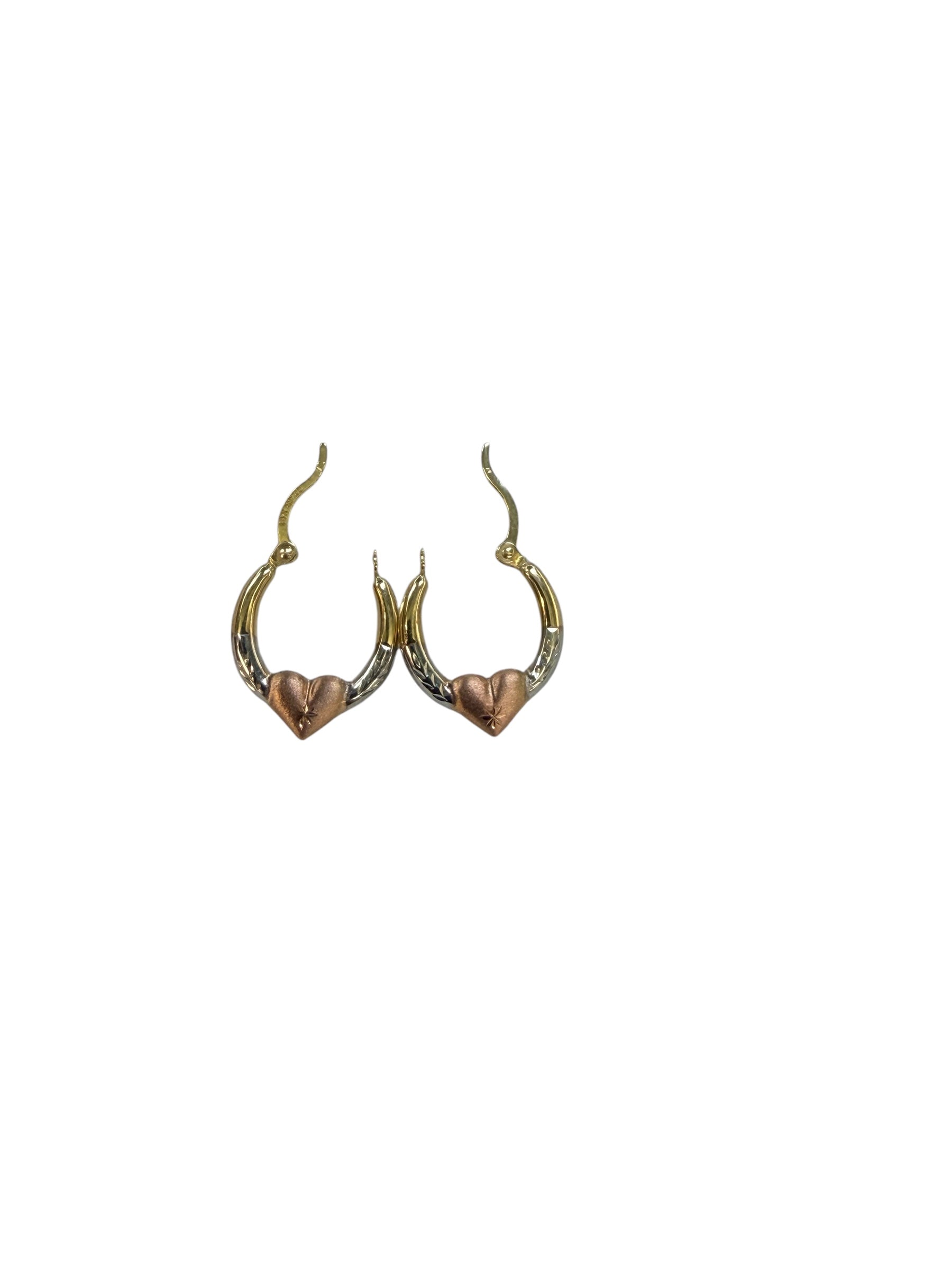 Aretes de 3 tonos oro 14k