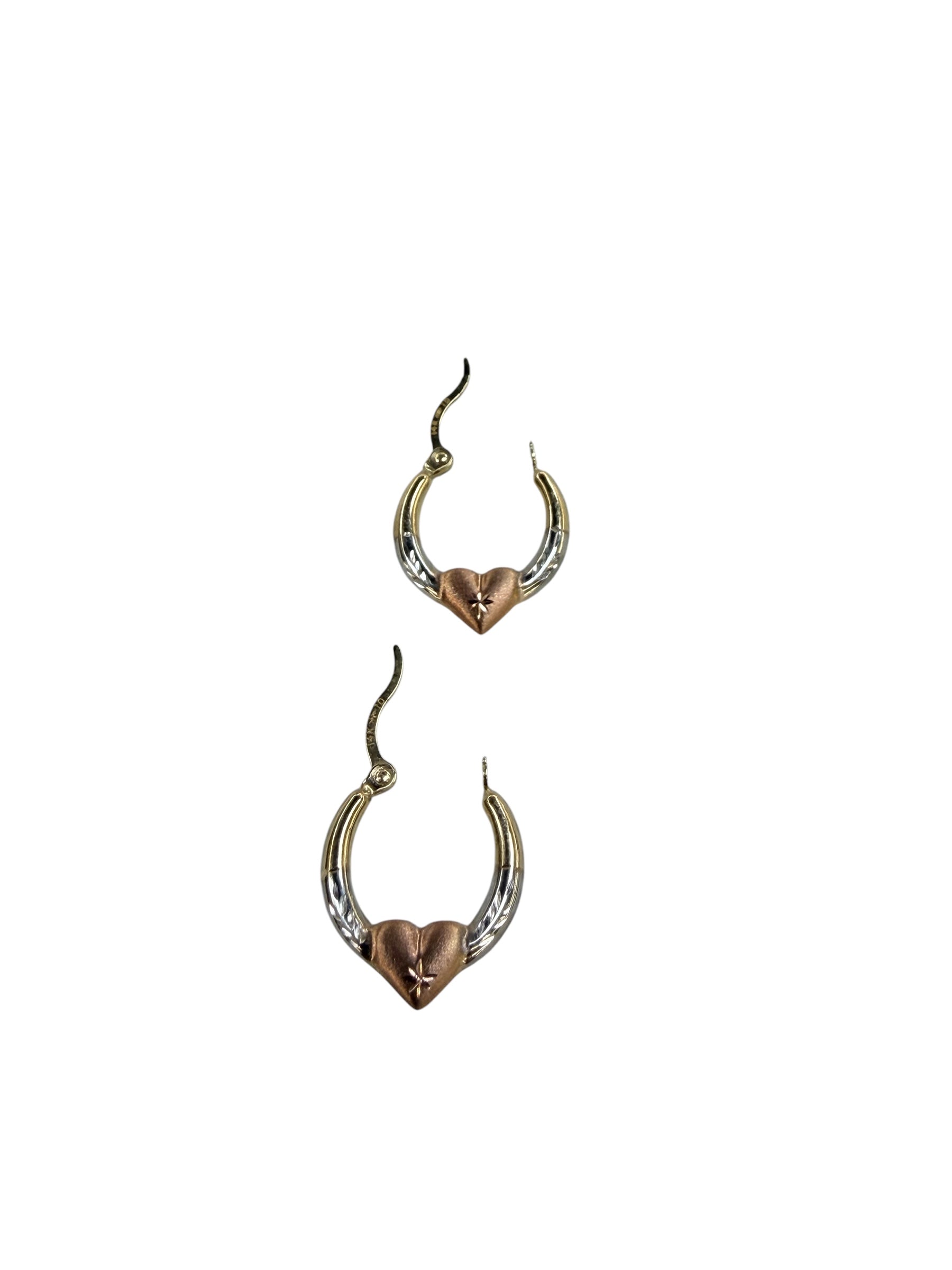 Aretes de 3 tonos oro 14k
