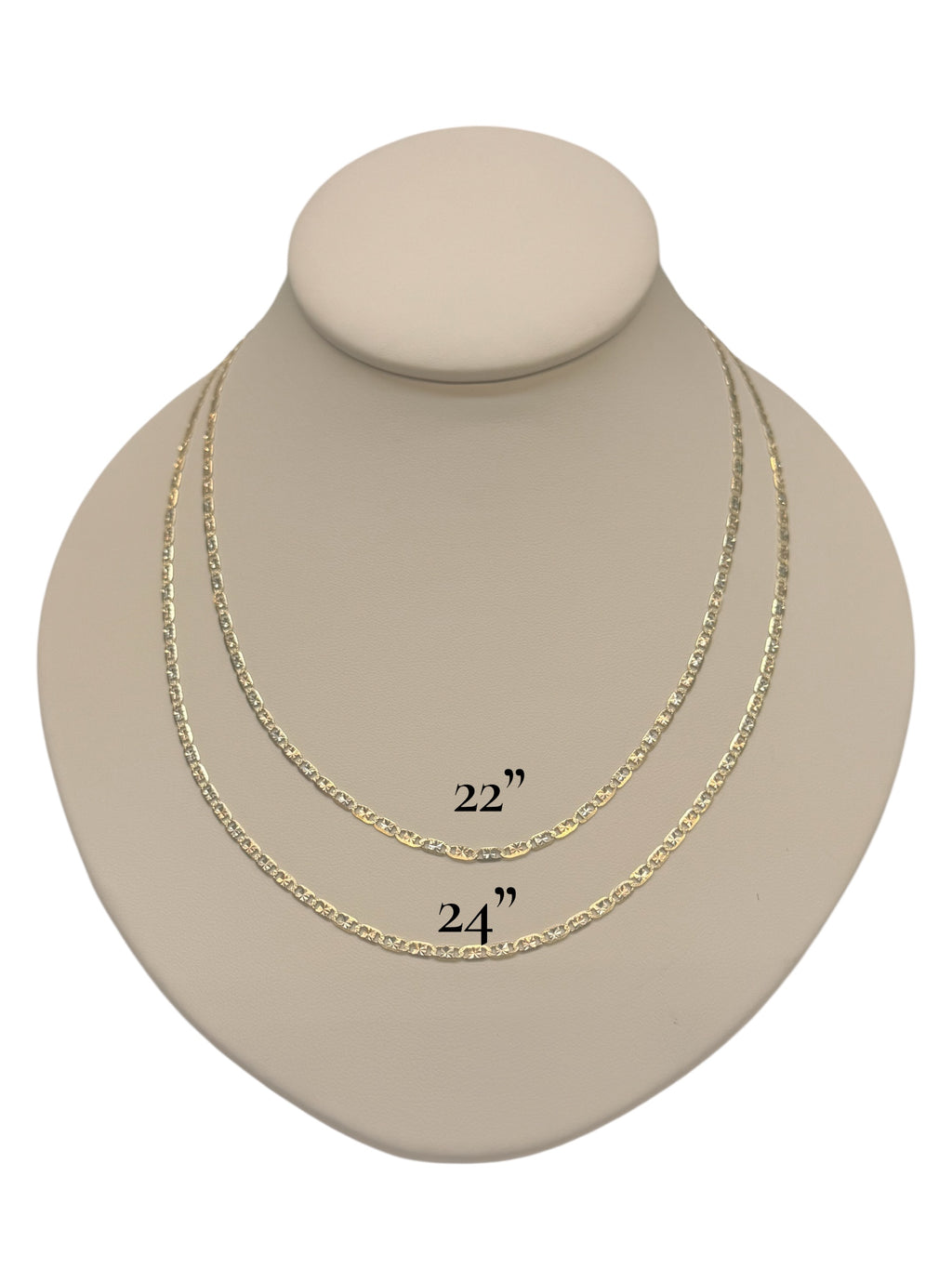 Cadena tres tonos en oro 14k