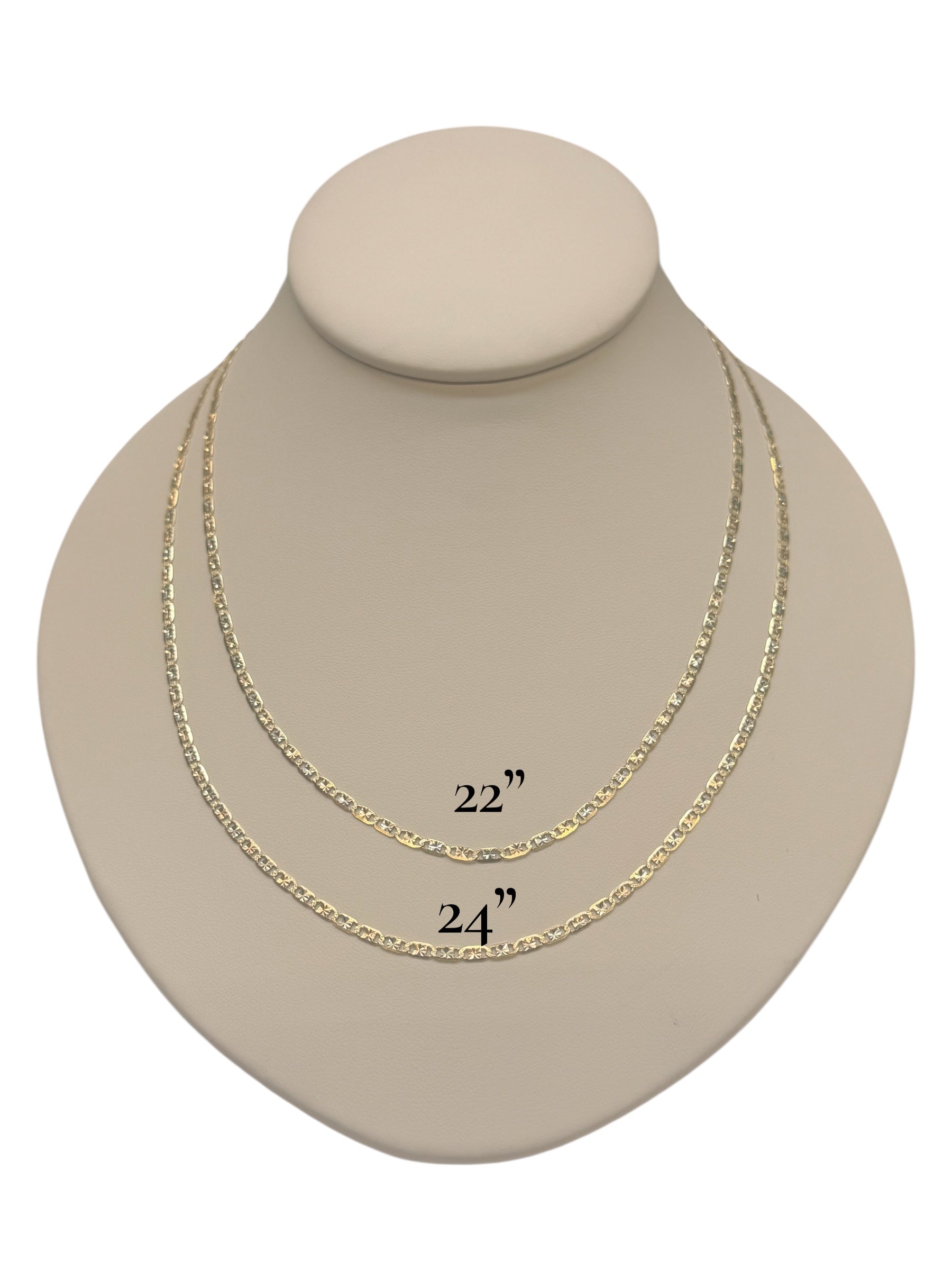 Cadena tres tonos en oro 14k