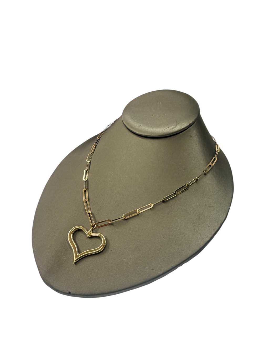 Gargantia paperclip con dije de corazón oro 14k