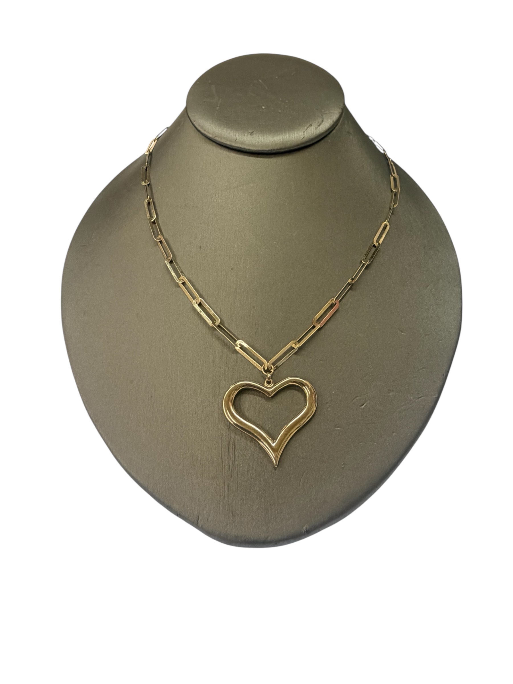 Gargantia paperclip con dije de corazón oro 14k